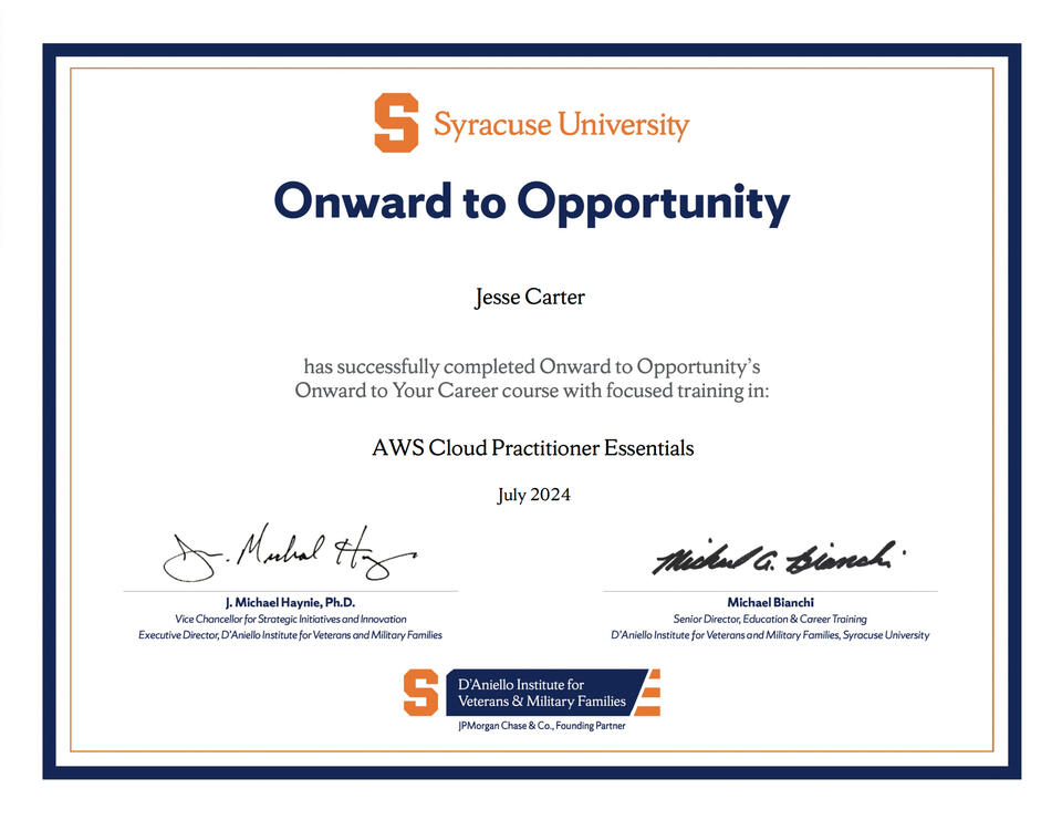 Certificate - O2O AWS Cloud Practitioner Essentials